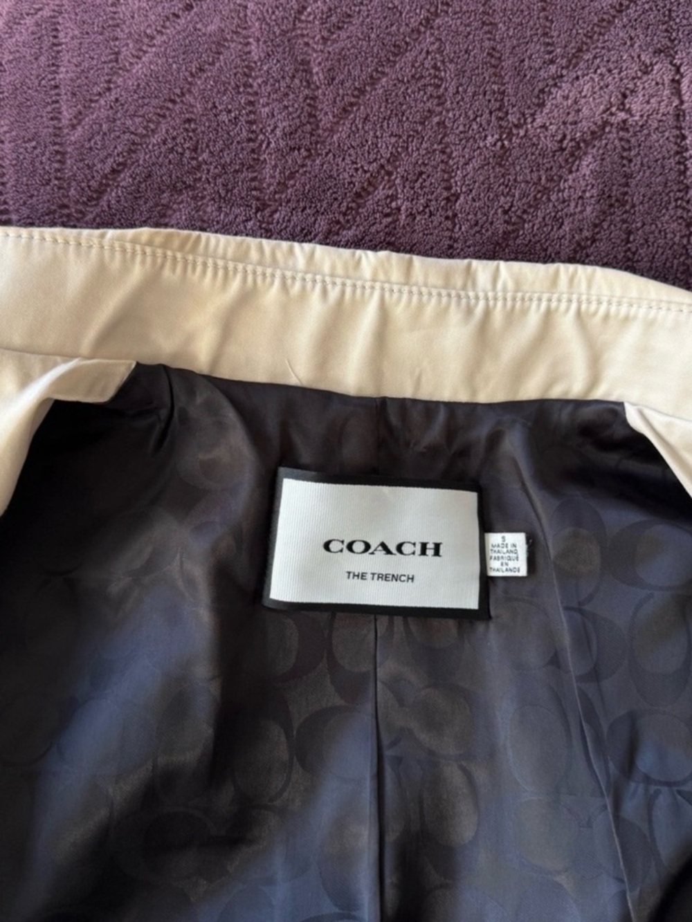 Coach Beige Double-Breasted Trench Coat with Belt - Picture 9 of 11